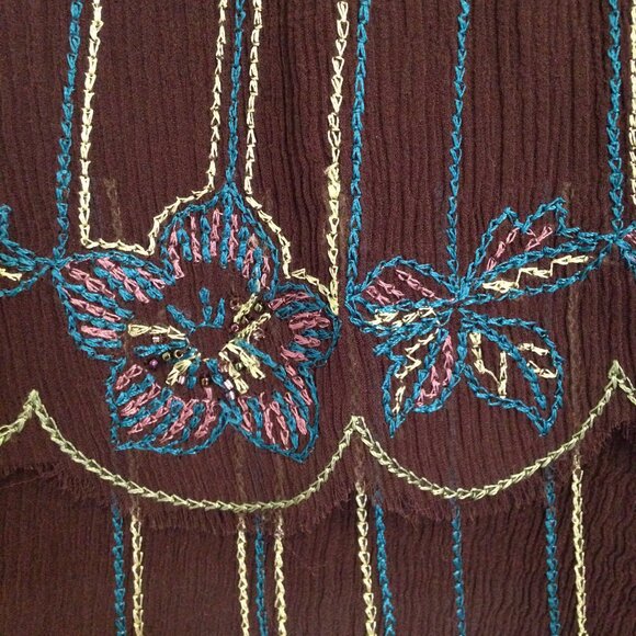 Karen Millen Embroidered 100% Silk Tiered Midi Skirt - Picture 4 of 7